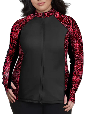Plus Size Eco-friendly Full Zip Up Lionfish Invasion Rash Guard