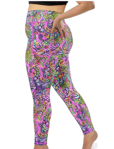 Plus Size Eco-friendly Octofloral Splatterparty Leggings