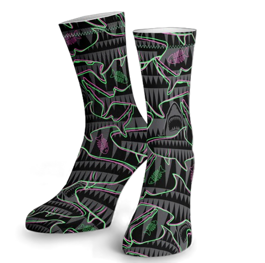 Spacefish Army Eco-friendly Neon Jaws Dive Socks