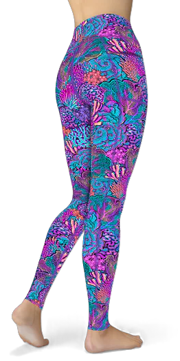 Spacefish Army Coral Kaleidoscope Eco Pocket Leggings – Women’s Recycled Contour Activewear