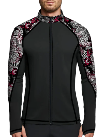 Spacefish Army Octopower Eco Full Zip Rash Guard – Men’s Recycled Sun Protection Swimwear