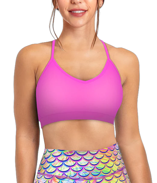 Spacefish Army Sunset Pink Eco Convertible Bikini Sports Bra – Women’s Recycled Swim Top
