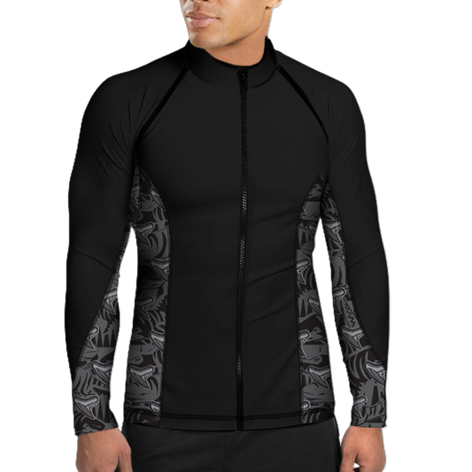 Spacefish Army Tiger Shark Eco Full Zip Rash Guard – Men’s Recycled Sun Protection Swimwear