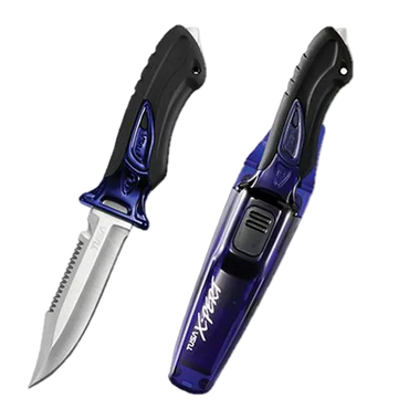 TUSA X-Pert II Drop Point Dive Knife – Premium Stainless Steel Scuba Knife Cobalt Blue