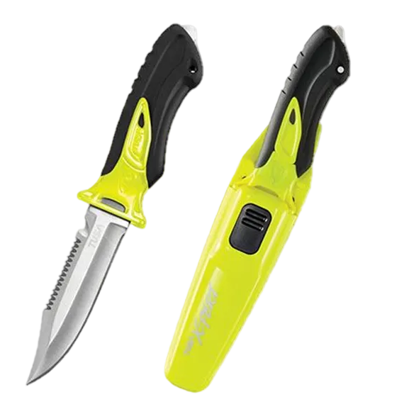 TUSA X-Pert II Drop Point Dive Knife – Premium Stainless Steel Scuba Knife Flash Yellow