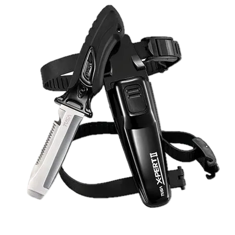 TUSA X-Pert II Blunt Tip Dive Knife – Premium Stainless Steel Scuba Safety Knife Black