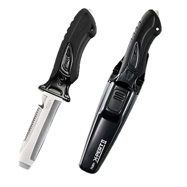 TUSA X-Pert II Blunt Tip Dive Knife – Premium Stainless Steel Scuba Safety Knife Black