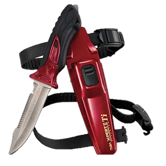 TUSA X-Pert II Titanium Dive Knife – Premium Titanium Scuba Knife Metallic Dark Red
