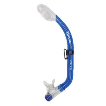 XS Scuba Goby Dry Snorkel – Kids Totally Dry Snorkel with Purge Valve - Blue
