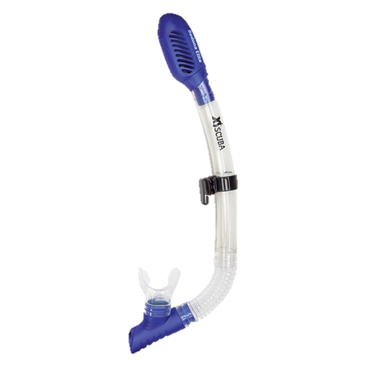 XS Scuba Sedona Elite Dry Snorkel – Totally Dry Top Scuba & Snorkeling Snorkel - Clear & Blue