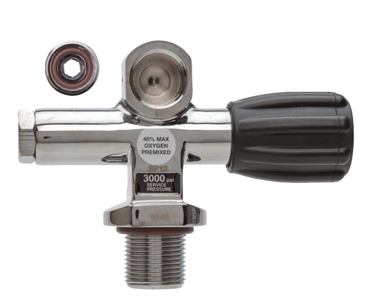 XS Scuba Thermo Modular PRO Valve – Convertible DIN/Yoke Modular Nitrox Valve Left