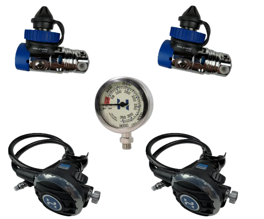 Halcyon Doubles Regulator Package #1 – H-75P with Dual Halo Second Stages