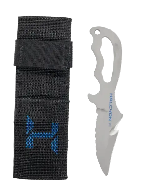 Halcyon Explorer Knife – Titanium Dive Knife with Low-Profile Harness Sheath