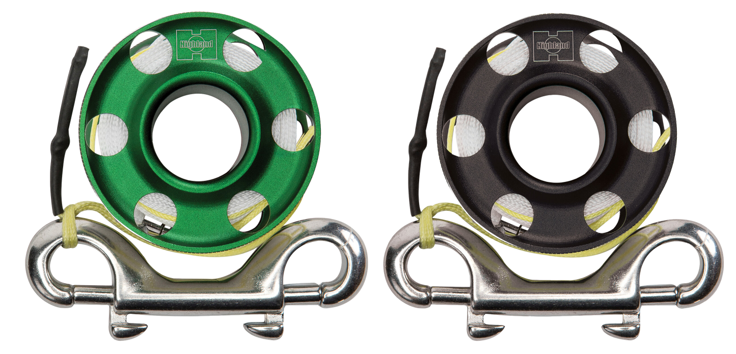 XS Scuba Highland 50 ft Aluminum Finger Spool with Dyneema Leader & Bolt Snap