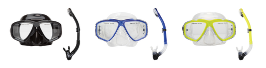 OceanWays Caribbean Mask & Dry Snorkel Combo – Tempered Glass Snorkeling Set