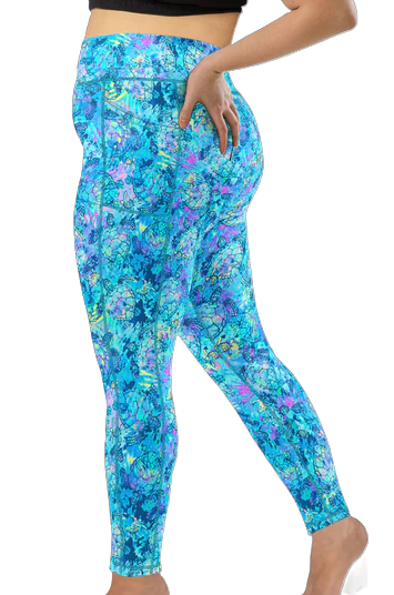 Plus Size Eco-Friendly Turtle Tie Dye Contour Leggings
