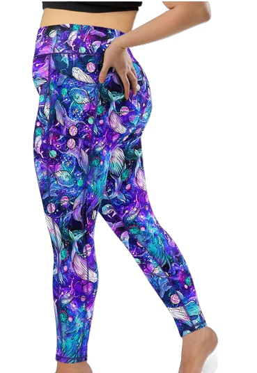 Plus Size Eco-Friendly Cosmic Whale Leggings