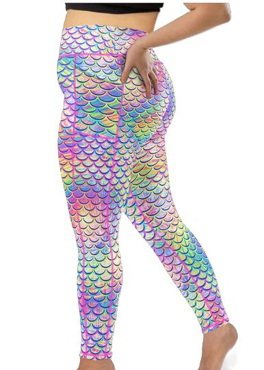 Plus Size Eco-Friendly Psychedelic Mermaid Leggings