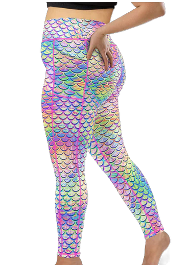 Plus Size Eco-Friendly Psychedelic Mermaid Leggings