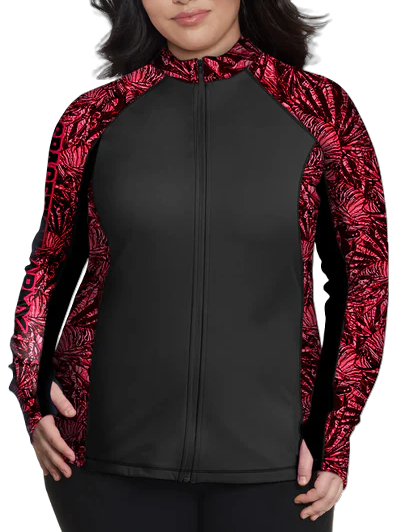 Plus Size Eco-friendly Full Zip Up Lionfish Invasion Rash Guard