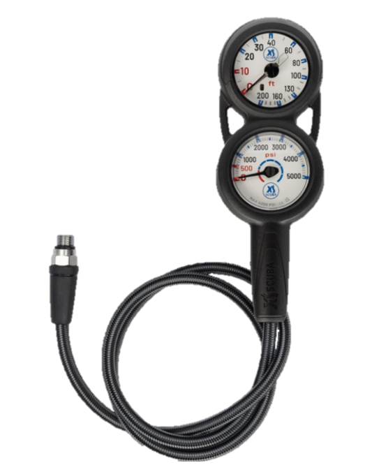 XS Scuba QuikVu Dive Console – Pressure Gauge, Depth Gauge & Compass (Compact 3-Gauge Console)