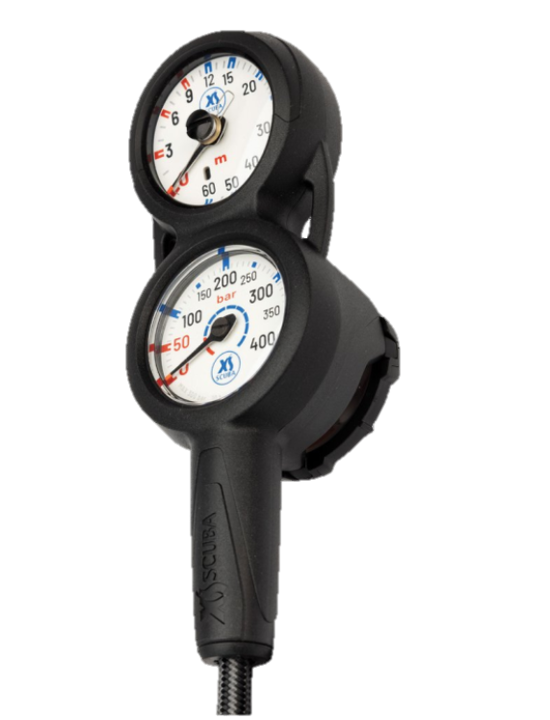 XS Scuba QuikVu Dive Console – Pressure Gauge, Depth Gauge & Compass (Compact 3-Gauge Console)