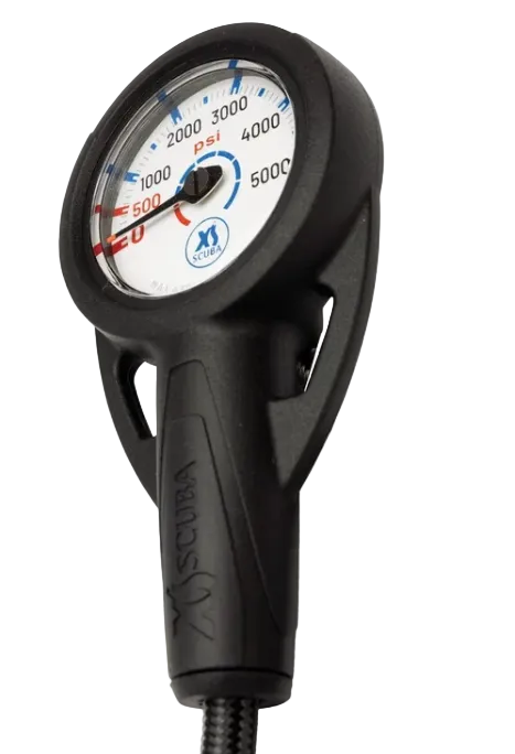 Highland QuikVu Pressure Gauge – Slim Analog Scuba SPG with Braided HP Hose