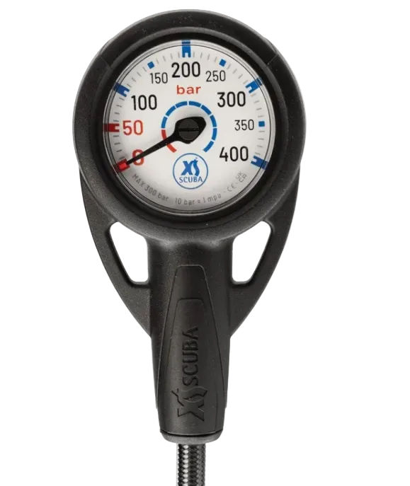 Highland QuikVu Pressure Gauge – Slim Analog Scuba SPG with Braided HP Hose