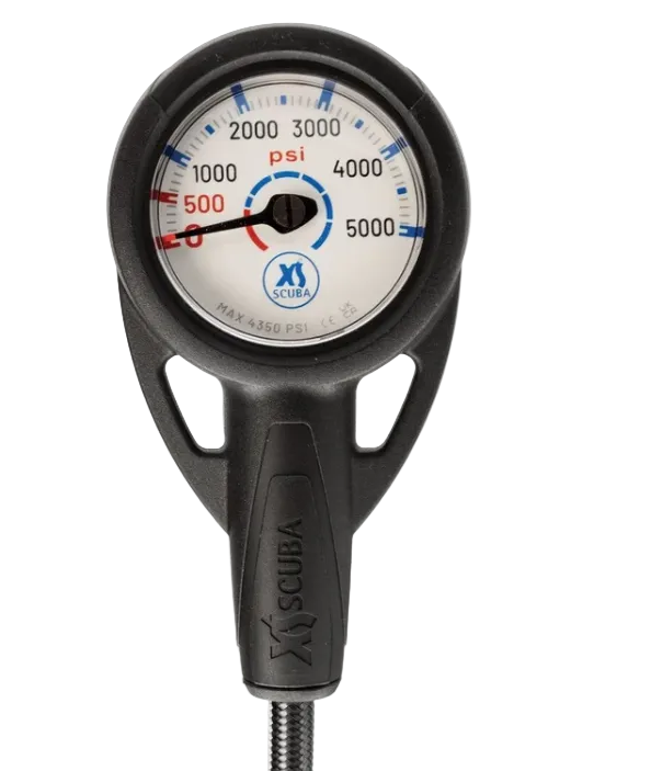 Highland QuikVu Pressure Gauge – Slim Analog Scuba SPG with Braided HP Hose PSI