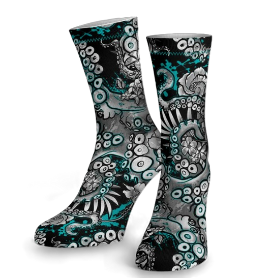 Spacefish Army Electric Blue Octofloral Eco Dive Socks