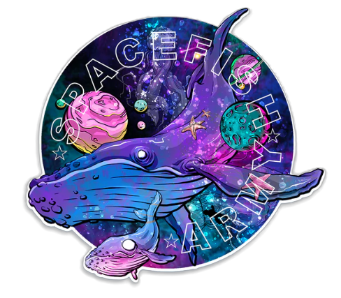 Spacefish Army Holographic Cosmic Whale Sticker – Waterproof Vinyl Die-Cut Decal