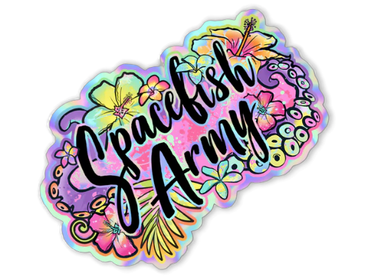 Spacefish Army Holographic Octofloral Sticker – Waterproof Die-Cut Ocean Decal