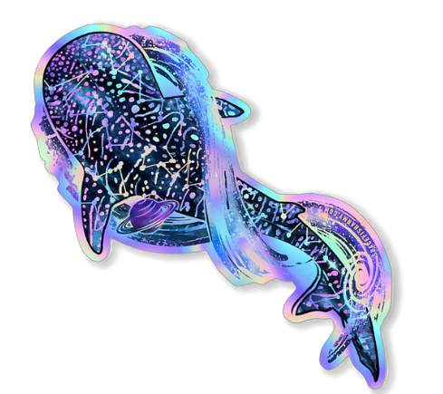 Spacefish Army Holographic Whale Shark Galaxy Sticker – Waterproof Die-Cut Ocean Decal