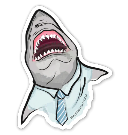 Spacefish Army Office Shark Vinyl Sticker – Waterproof Die-Cut Ocean Decal