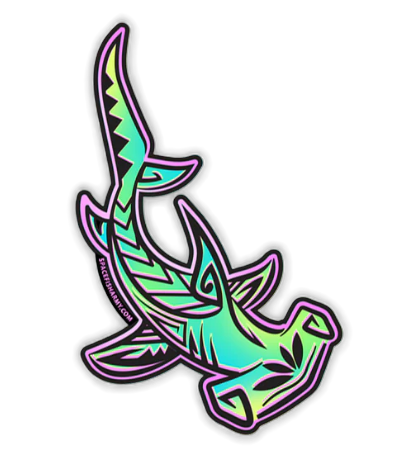 Spacefish Army Tropical Hammerhead Shark Sticker – Waterproof Die-Cut Ocean Decal