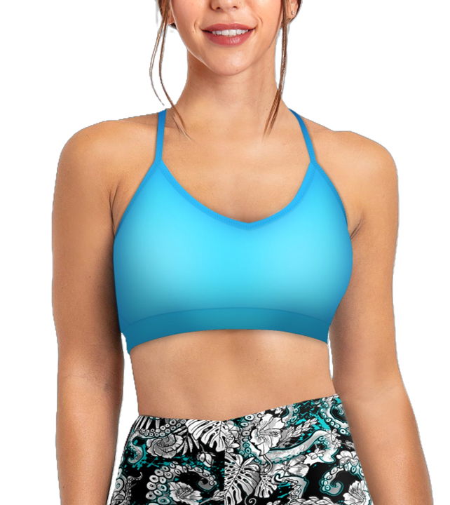 Spacefish Army Bahama Blue Eco Convertible Bikini Sports Bra – Women’s Recycled Swim Top