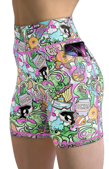 Spacefish Army Candy Octopus Eco Pocket Shorts – Women’s Recycled Activewear