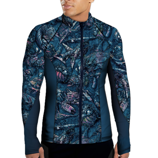 Spacefish Army Clockwork Ocean Eco Full Zip Rash Guard – Men’s Recycled Sun Protection Swimwear