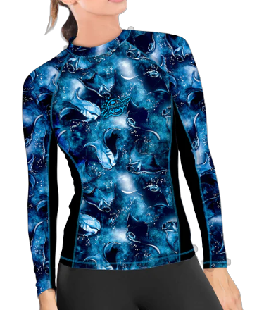 Spacefish Army Manta Mayhem Eco Contour Rash Guard – Women’s Recycled Sun Protection Swimwear