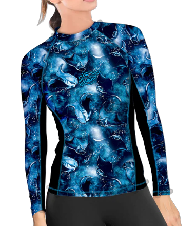 Spacefish Army Manta Mayhem Eco Contour Rash Guard – Women’s Recycled Sun Protection Swimwear