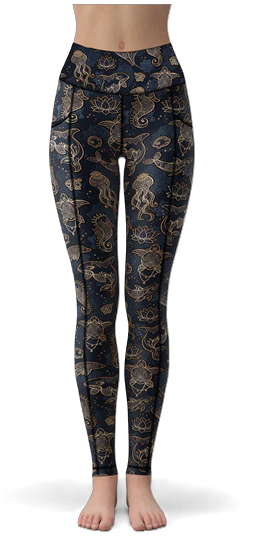 Spacefish Army Ocean Mandala Eco Pocket Leggings – Women’s Recycled Contour Activewear