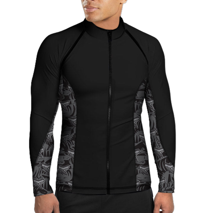 Spacefish Army Tiger Shark Eco Full Zip Rash Guard – Men’s Recycled Sun Protection Swimwear