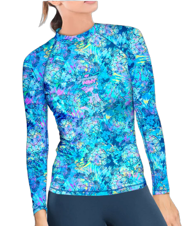 Plus Size Eco-Friendly Turtle Tie Dye Rash Guard