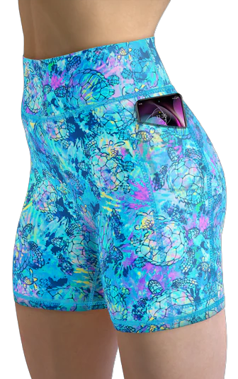 Spacefish Army Turtle Tie Dye Eco Pocket Shorts – Women’s Recycled Activewear