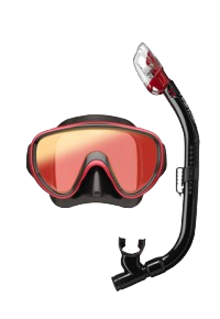 TUSA Adult Mask & Snorkel Combo – Premium Snorkeling Set with Eco Packaging Metallic Dark Red
