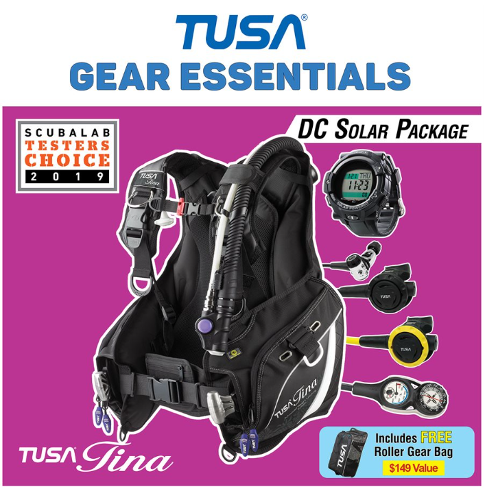 TUSA Tina Women's DC Solar Premium Dive Package – RS-1001 Regulator, Solar Computer & Complete Scuba System