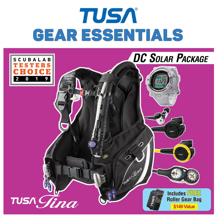 TUSA Tina Women's DC Solar Premium Dive Package – RS-1001 Regulator, Solar Computer & Complete Scuba System