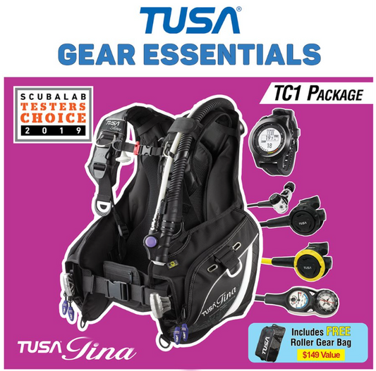TUSA Tina Women's TC1 Scuba Package – RS-1001 Regulator & Roller Mesh Bag