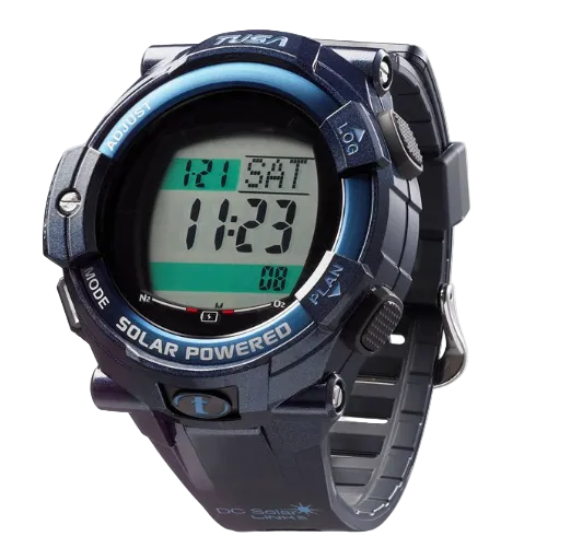 TUSA DC Solar Link Dive Computer – Solar Powered Bluetooth Multi-Gas Wrist Computer Navy Blue