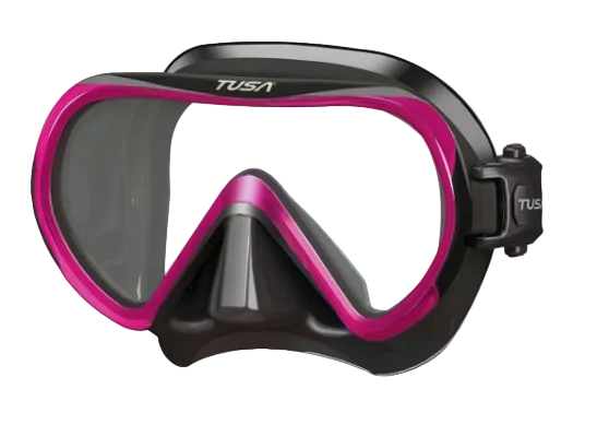 TUSA Ino Mask – Premium Single Lens Scuba Diving Mask with 3D SYNQ Technology Black Silicone Rose Pink